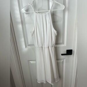 White lined chiffon dress